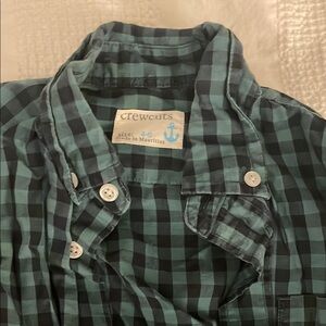 Boys 4-5 Crewcuts Green and Black Casual Button Down Shirt